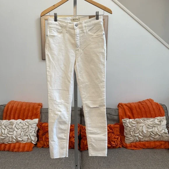 ❣️🆕Madewell 9" High-Rise Skinny Crop White Jeans Destructed Edition❣️ - Picture 3 of 11